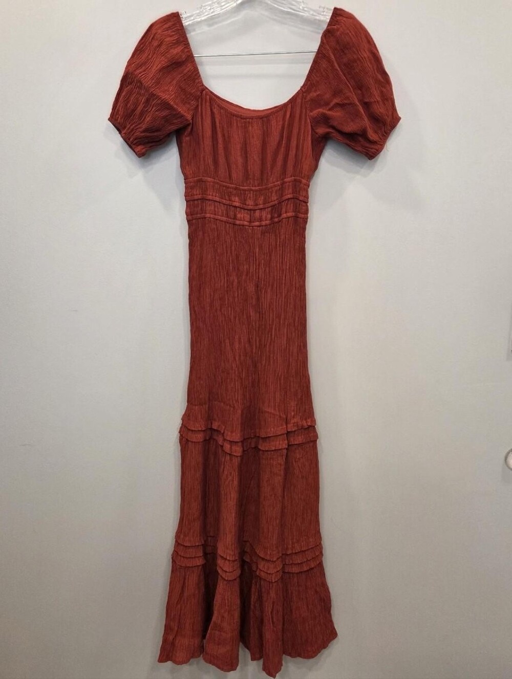 Max + Ash Red Ruffled Maxi Dress Small